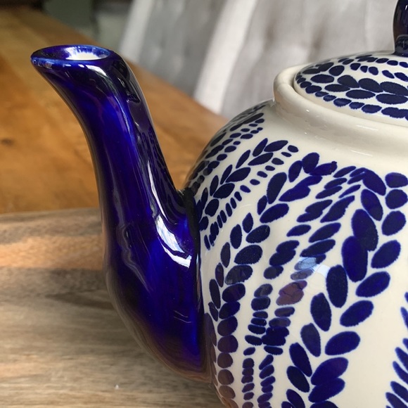 Blue and White Ceramic Teapot - Picture 2 of 12